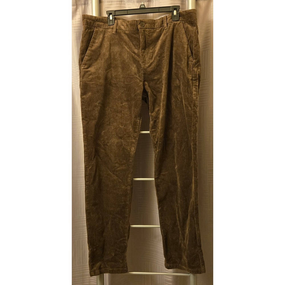 Next Mens Slim‎ Fit Corduroy Trousers Brown 36R Cotton Stretch 36×31 NWT